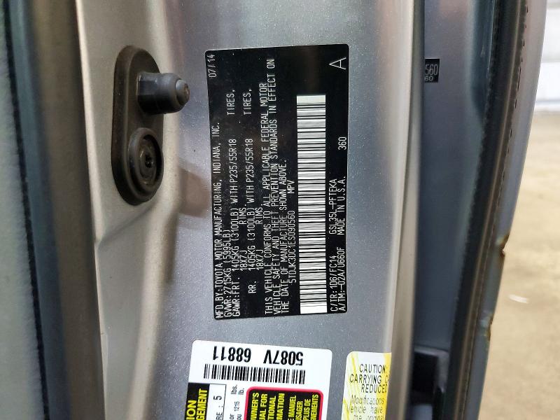 2014 Toyota Sienna მანქანა იყიდება აუქციონზე, vin: 5TDJK3DC1ES090560, აუქციონის ნომერი: 64929656