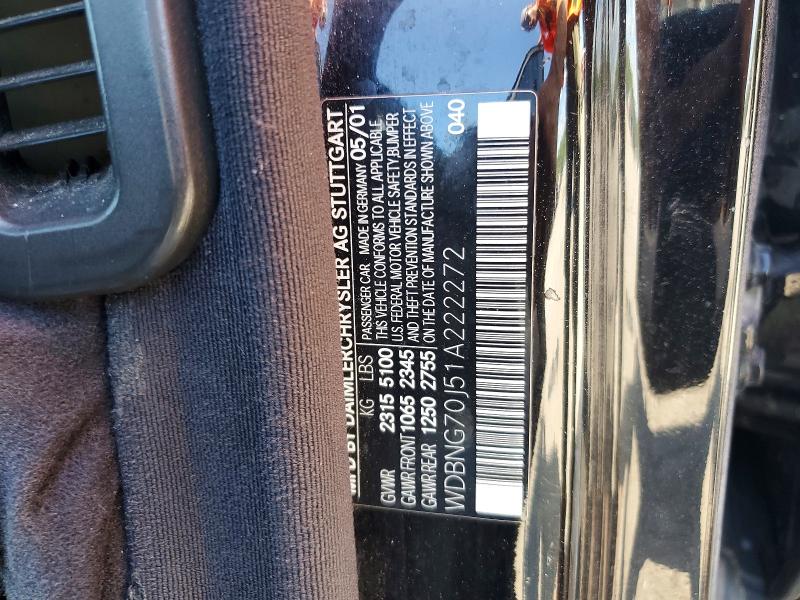 2001 Mercedes-benz S მანქანა იყიდება აუქციონზე, vin: WDBNG70J51A222272, აუქციონის ნომერი: 63584926