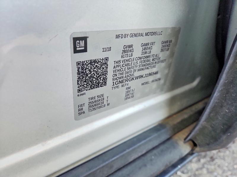 65217946 :رقم المزاد ، 1GNERGKW9KJ196546 vin ، 2019 Chevrolet Traverse مزاد بيع