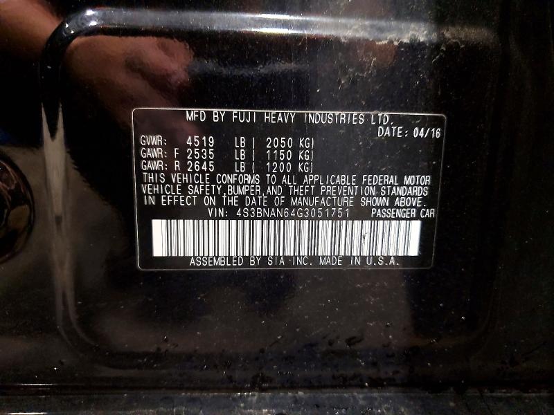 Aukcja sprzedaży 2016 Subaru Legacy, vin: 4S3BNAN64G3051751, numer aukcji: 67095246