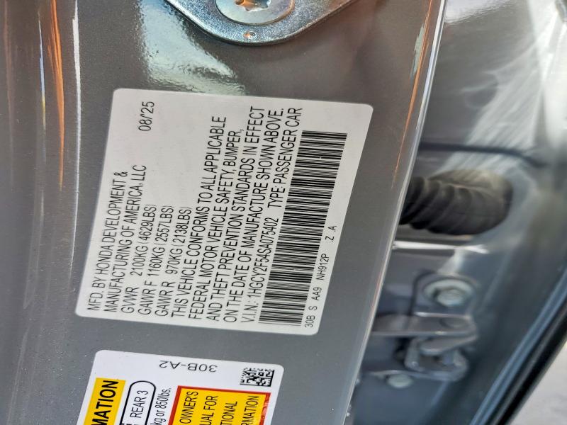 Продаж на аукціоні авто 2025 Honda Accord, vin: 1HGCY2F54SA075402, номер лоту: 65050366