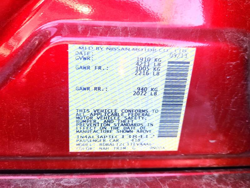 Продажа на аукционе авто 2014 Nissan Altima, vin: 1N4AL3AP3EC138412, номер лота: 66187626