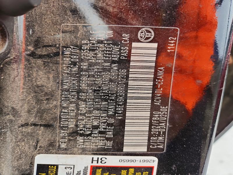 2009 Toyota Camry მანქანა იყიდება აუქციონზე, vin: 4T4BE46K38R012336, აუქციონის ნომერი: 66473166