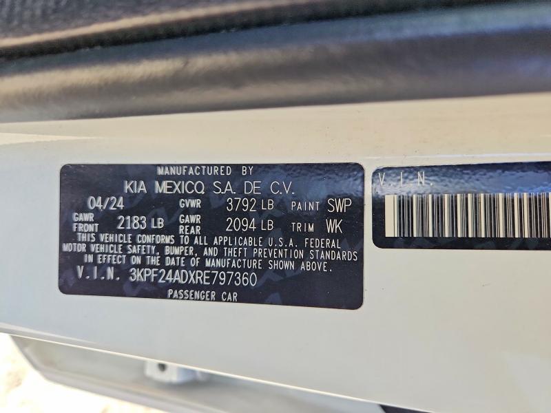 Aukcja sprzedaży 2024 Kia Forte, vin: 3KPF24ADXRE797360, numer aukcji: 66929806