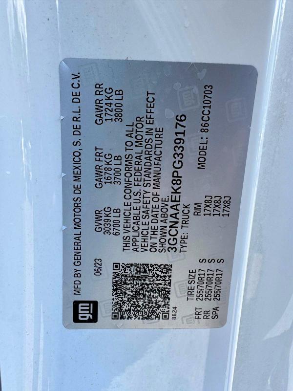 Aukcja sprzedaży 2023 Chevrolet Silverado, vin: 3GCNAAEK8PG339176, numer aukcji: 65335516