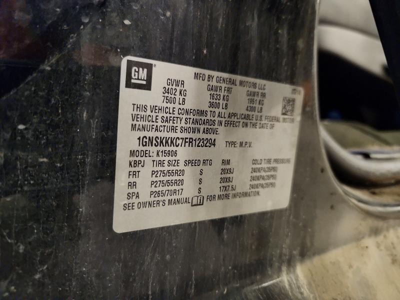 Aukcja sprzedaży 2015 Chevrolet Suburban, vin: 1GNSKKKC7FR123294, numer aukcji: 64381336