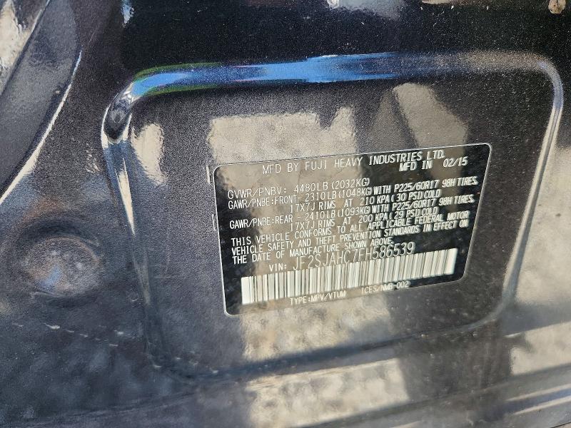 63104016 :رقم المزاد ، JF2SJAHC7FH586539 vin ، 2015 Subaru Forester مزاد بيع