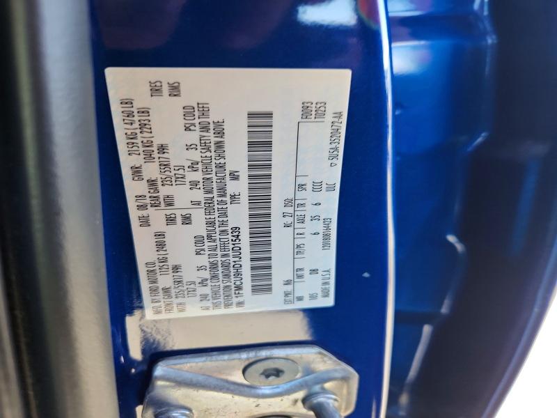 65143886 :رقم المزاد ، 1FMCU9HD1JUD15439 vin ، 2018 Ford Escape مزاد بيع