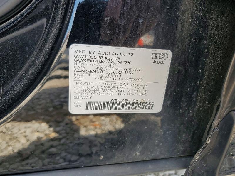 Aukcja sprzedaży 2012 Audi Q5, vin: WA1DKAFP3CA116887, numer aukcji: 63107236