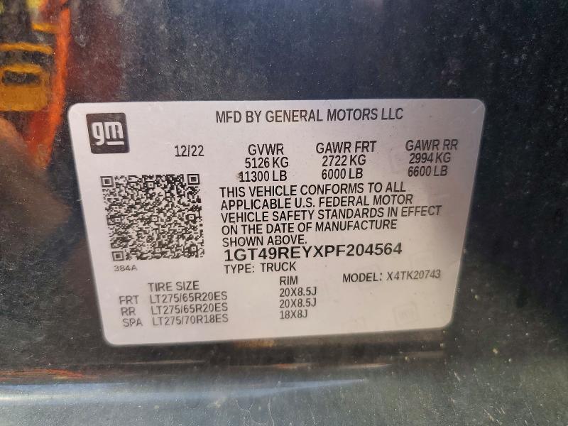 63899536 :رقم المزاد ، 1GT49REYXPF204564 vin ، 2023 Gmc Sierra مزاد بيع