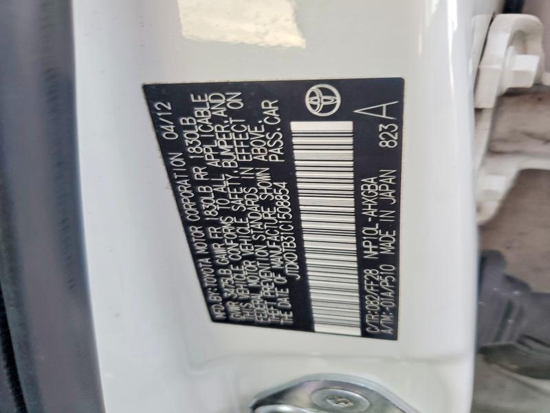 Aukcja sprzedaży 2012 Toyota Prius C, vin: JTDKDTB31C1508854, numer aukcji: 64615256