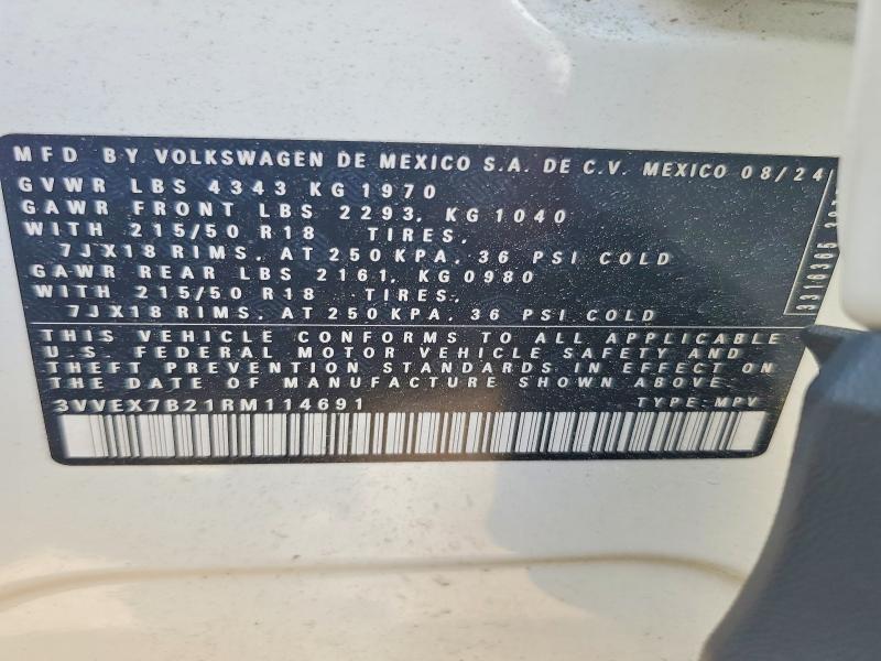 Продаж на аукціоні авто 2024 Volkswagen Taos, vin: 3VVEX7B21RM114691, номер лоту: 66714656