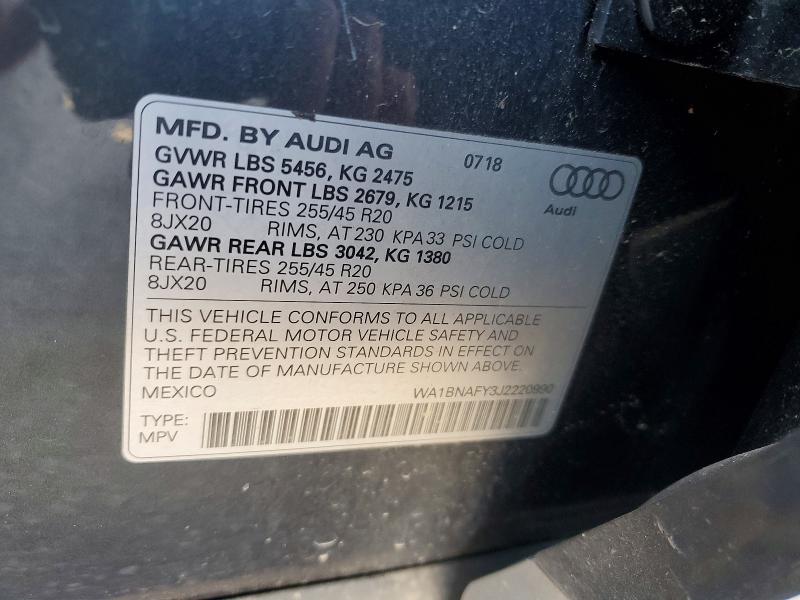 Aukcja sprzedaży 2018 Audi Q5, vin: WA1BNAFY3J2220990, numer aukcji: 66355306
