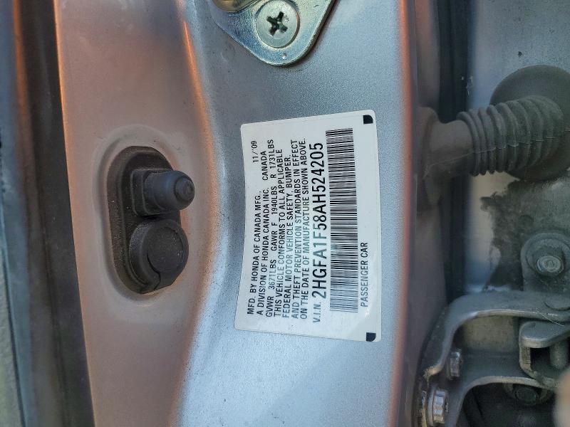 64636686 :رقم المزاد ، 2HGFA1F58AH524205 vin ، 2010 Honda Civic مزاد بيع
