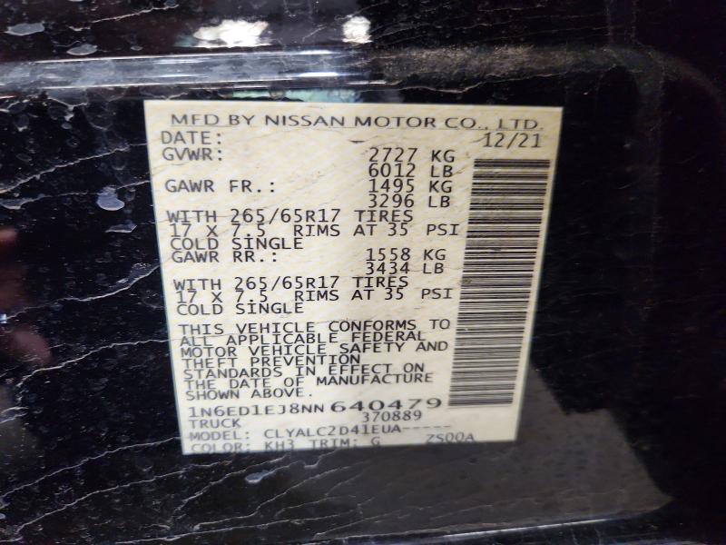 2022 Nissan Frontier მანქანა იყიდება აუქციონზე, vin: 1N6ED1EJ8NN640479, აუქციონის ნომერი: 64894666