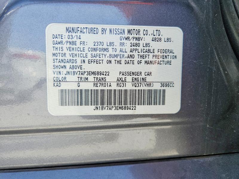 Aukcja sprzedaży 2014 Infiniti Q50, vin: JN1BV7AP3EM689422, numer aukcji: 63781016