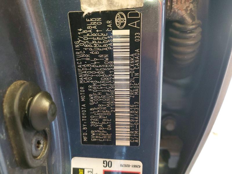63651046 :رقم المزاد ، 2T1BURHE9EC221398 vin ، 2014 Toyota Corolla مزاد بيع