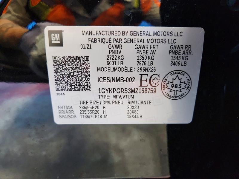 66584616 :رقم المزاد ، 1GYKPGRS3MZ168759 vin ، 2021 Cadillac Xt6 مزاد بيع