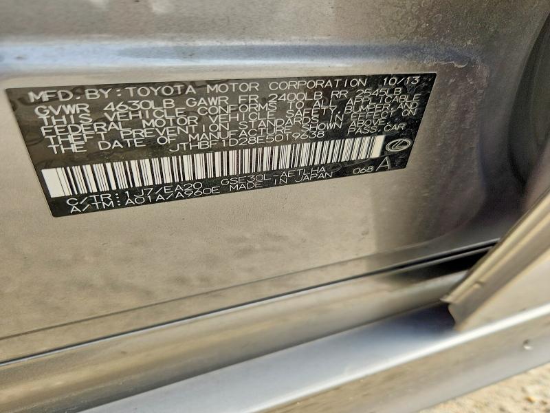 Aukcja sprzedaży 2014 Lexus Is, vin: JTHBF1D28E5019638, numer aukcji: 64654106