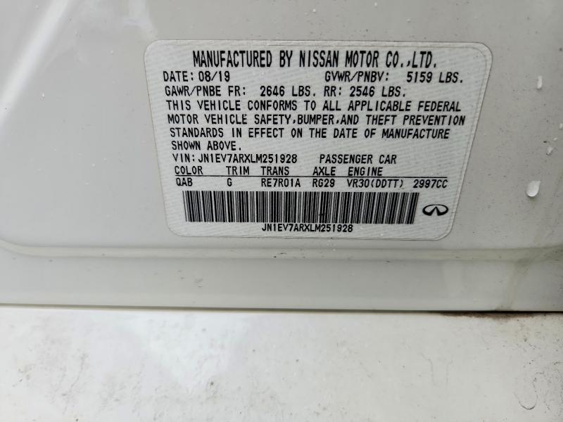 Продаж на аукціоні авто 2020 Infiniti Q50, vin: JN1EV7ARXLM251928, номер лоту: 63786026