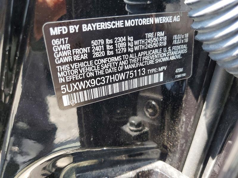 Продаж на аукціоні авто 2017 Bmw X3, vin: 5UXWX9C37H0W75113, номер лоту: 65057866