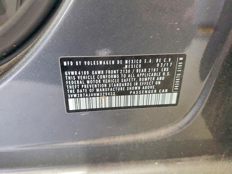 Aukcja sprzedaży 2017 Volkswagen Jetta, vin: 3VW2B7AJ4HM329423, numer aukcji: 65734786