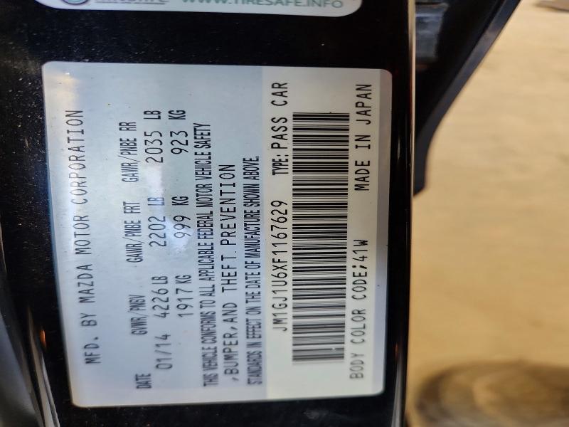 66117626 :رقم المزاد ، JM1GJ1U6XF1167629 vin ، 2015 Mazda 6 مزاد بيع