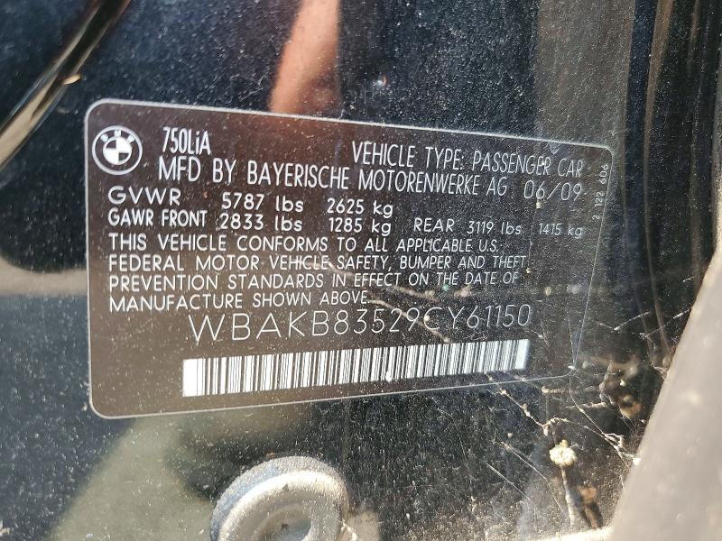 Aukcja sprzedaży 2009 Bmw 750, vin: WBAKB83529CY61150, numer aukcji: 64623666