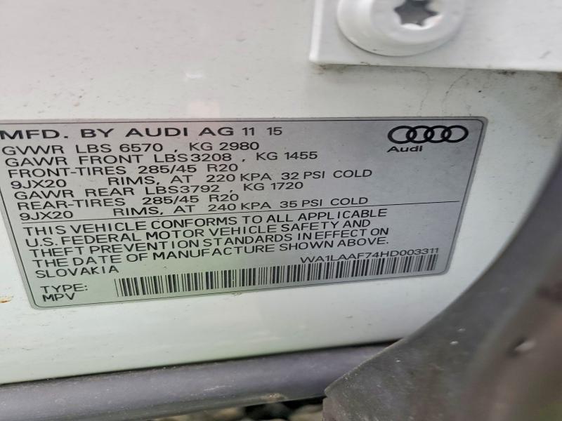 Продаж на аукціоні авто 2017 Audi Q7, vin: WA1LAAF74HD003311, номер лоту: 66775856