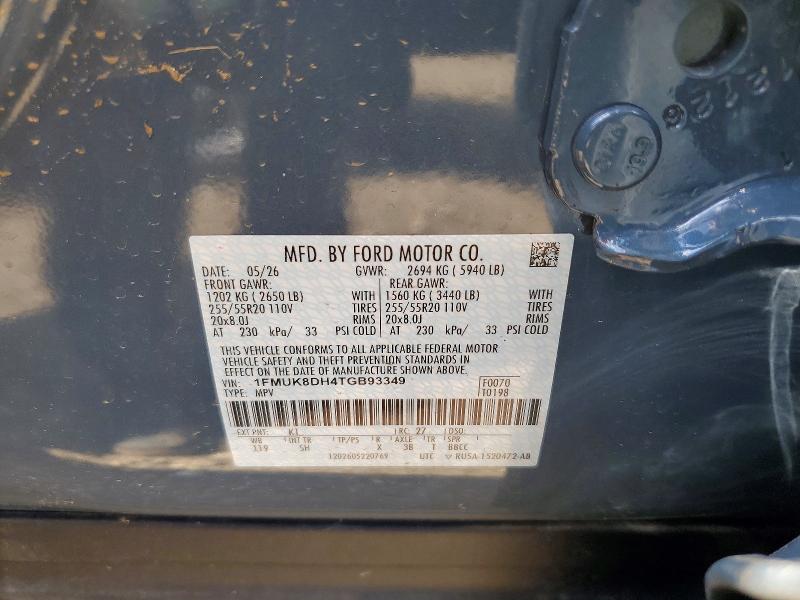 65802136 :رقم المزاد ، 1FMUK8DH4TGB93349 vin ، 2026 Ford Explorer مزاد بيع