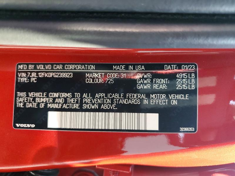 Aukcja sprzedaży 2023 Volvo S60, vin: 7JRL12FK0PG239923, numer aukcji: 64415286