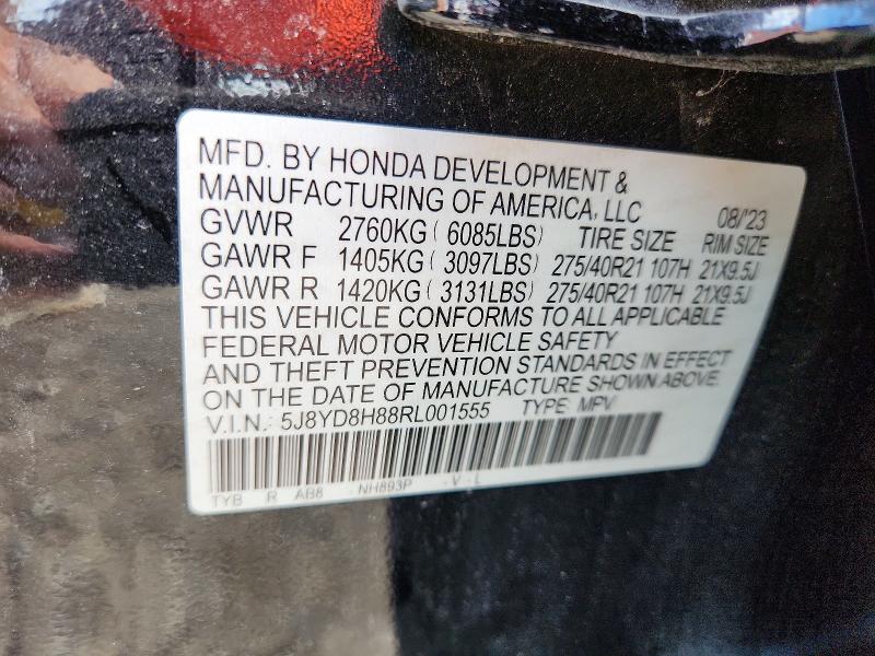 63216416 :رقم المزاد ، 5J8YD8H88RL001555 vin ، 2024 Acura Mdx مزاد بيع