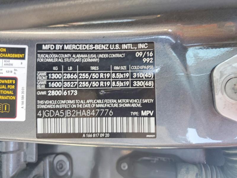 Aukcja sprzedaży 2017 Mercedes-benz Gle, vin: 4JGDA5JB2HA847776, numer aukcji: 63323586