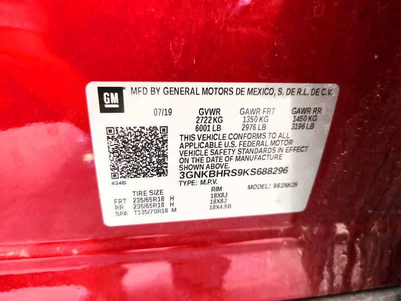 Aukcja sprzedaży 2019 Chevrolet Blazer, vin: 3GNKBHRS9KS688296, numer aukcji: 66533786