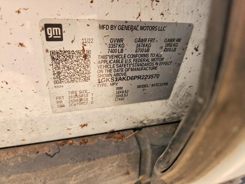 2023 Gmc Yukon მანქანა იყიდება აუქციონზე, vin: 1GKS1AKD6PR223570, აუქციონის ნომერი: 64604086