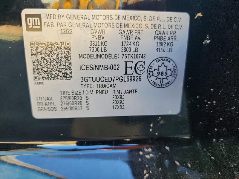 Aukcja sprzedaży 2023 Gmc Sierra, vin: 3GTUUCED7PG169926, numer aukcji: 63663996