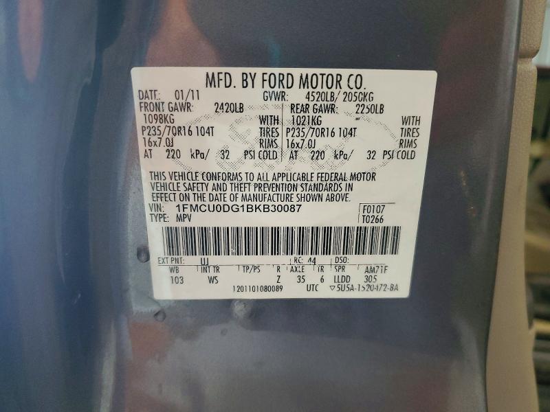Продаж на аукціоні авто 2011 Ford Escape, vin: 1FMCU0DG1BKB30087, номер лоту: 64219446