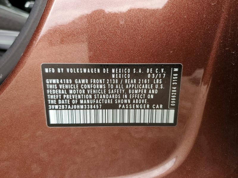 Продаж на аукціоні авто 2017 Volkswagen Jetta, vin: 3VW2B7AJ0HM338457, номер лоту: 61452426