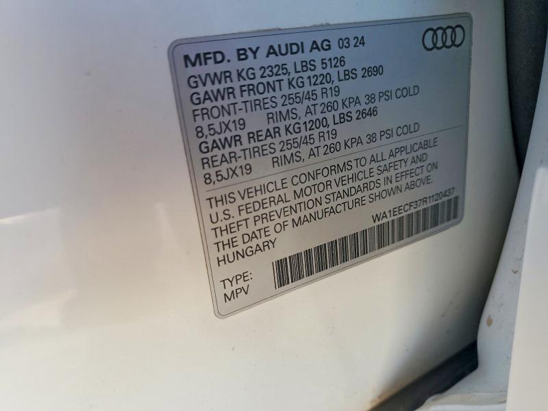 63408926 :رقم المزاد ، WA1EECF37R1120437 vin ، 2024 Audi Q3 مزاد بيع