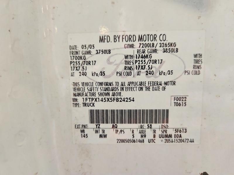65641286 :رقم المزاد ، 1FTPX145X5FB24254 vin ، 2005 Ford F150 مزاد بيع