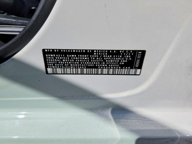 Aukcja sprzedaży 2012 Volkswagen Jetta, vin: 3VWDX7AJ5CM079693, numer aukcji: 65447976
