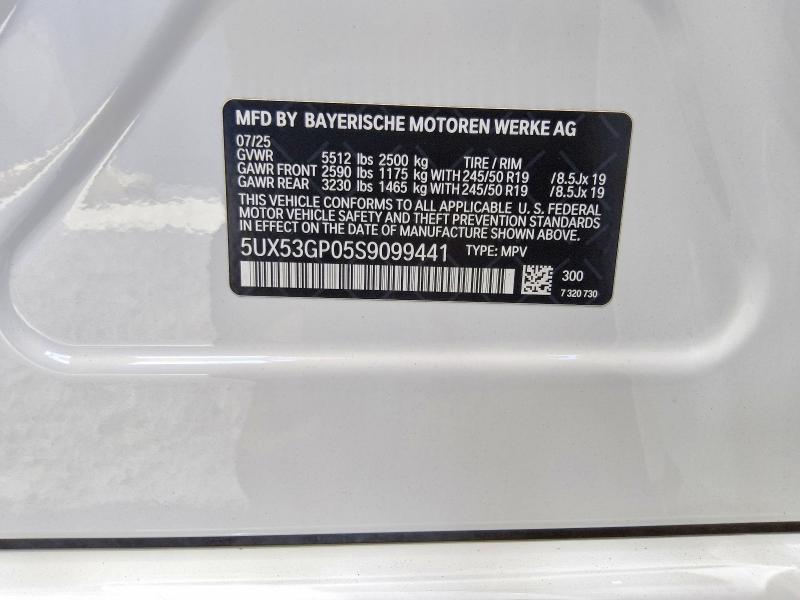 65444606 :رقم المزاد ، 5UX53GP05S9099441 vin ، 2025 Bmw X3 مزاد بيع