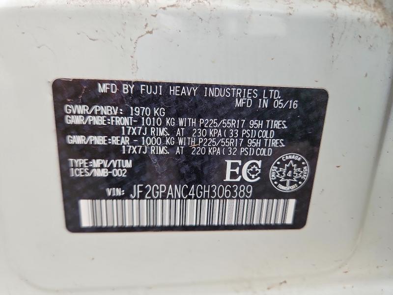 63575436 :رقم المزاد ، JF2GPANC4GH306389 vin ، 2016 Subaru Crosstrek مزاد بيع