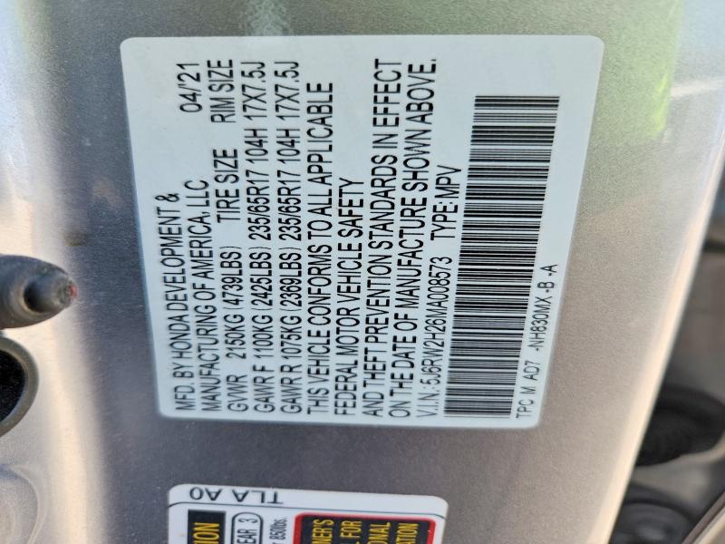 Aukcja sprzedaży 2021 Honda Cr-v, vin: 5J6RW2H26MA008573, numer aukcji: 63719686
