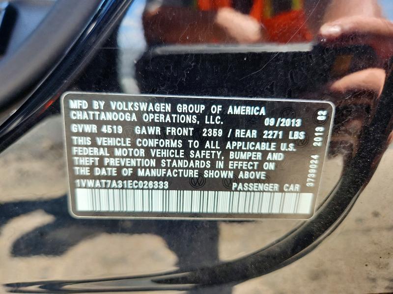 Продажа на аукционе авто 2014 Volkswagen Passat, vin: 1VWAT7A31EC026333, номер лота: 65753766