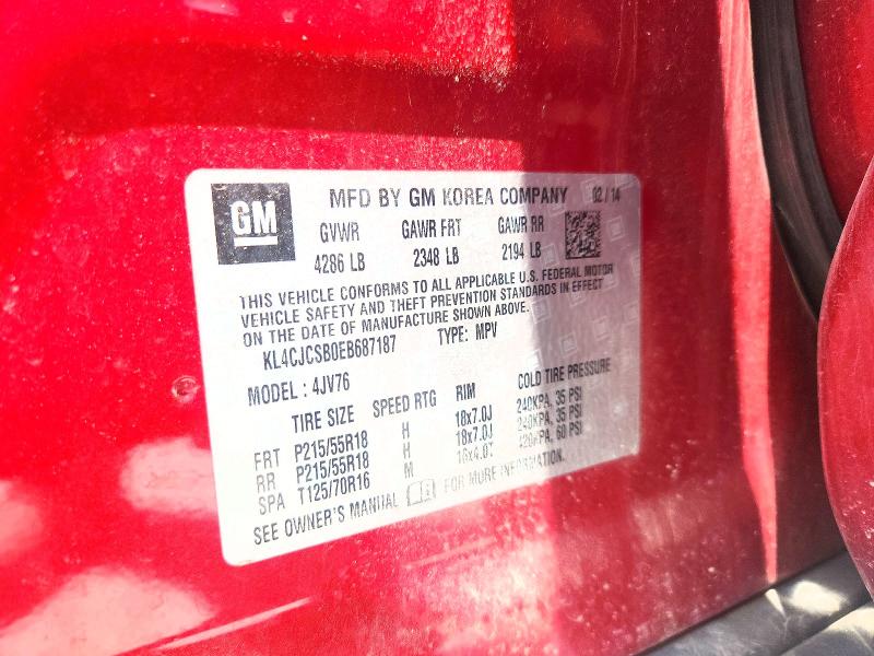 65924346 :رقم المزاد ، KL4CJCSB0EB687187 vin ، 2014 Buick Encore مزاد بيع
