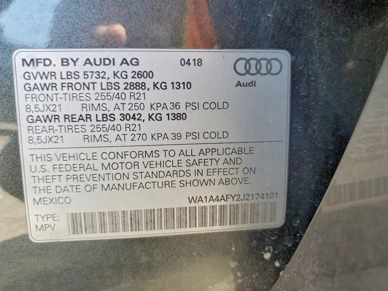 Aukcja sprzedaży 2018 Audi Sq5, vin: WA1A4AFY2J2174101, numer aukcji: 64277936