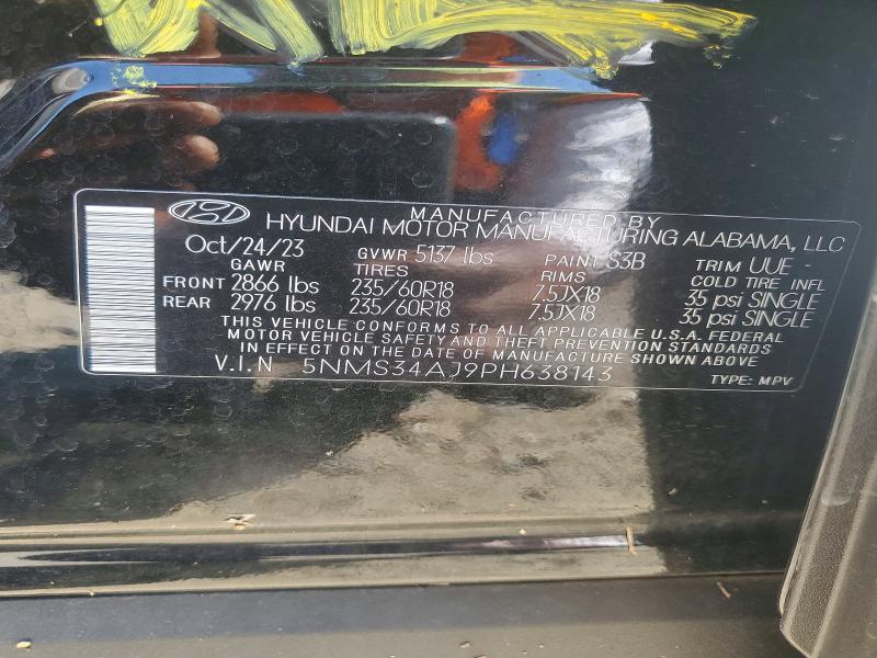 Aukcja sprzedaży 2023 Hyundai Santa Fe, vin: 5NMS34AJ9PH638143, numer aukcji: 66648596