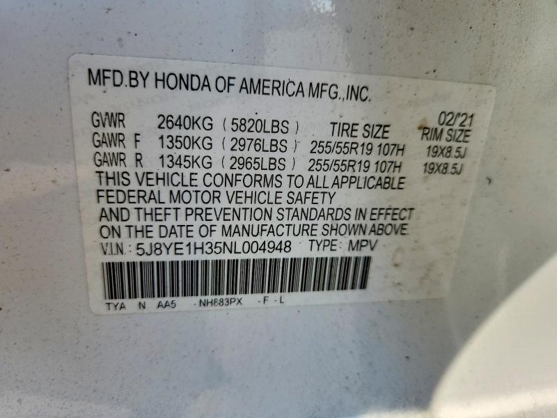 Продаж на аукціоні авто 2022 Acura Mdx, vin: 5J8YE1H35NL004948, номер лоту: 65883376