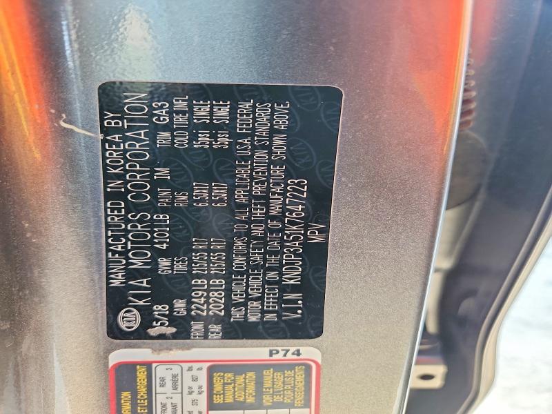 Aukcja sprzedaży 2019 Kia Soul, vin: KNDJP3A51K7647223, numer aukcji: 62838796